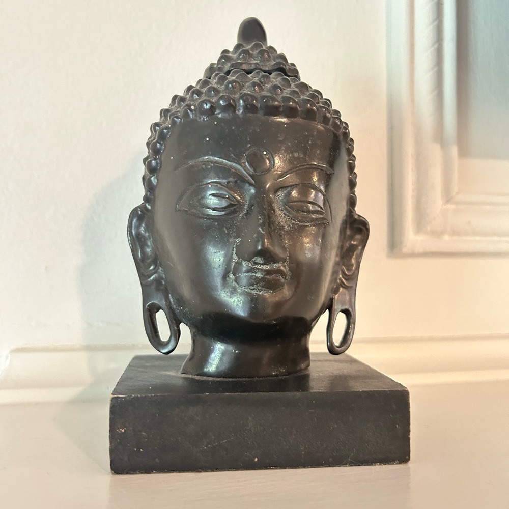 Elegant Black Buddha Head Sculpture